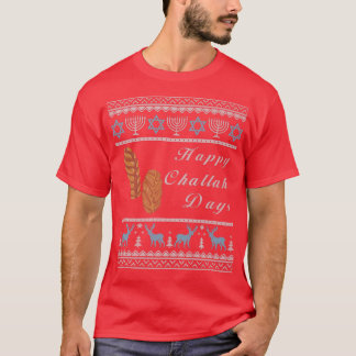 Ugly Hanukkah Sweater Menorah Happy Challah Days C T Shirt