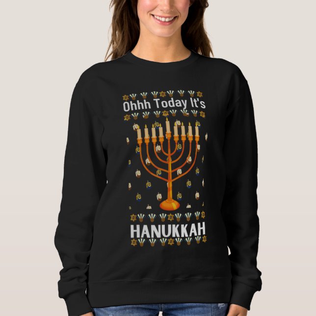 Ugly Hanukkah Sweater Ohhh Today It's Hanukkah T Shirt (Framsida)