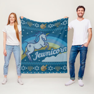 Ugly Hanukkah Unicorn Jewnicorn Fleecefilt