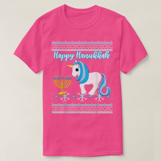 Ugly Hanukkah  Unicorn Menorah  T Shirt (Design framsida)