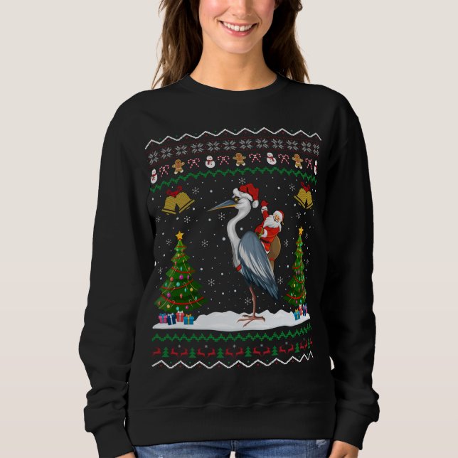 Ugly Heron Bird Julafton Gift Santa Riding Heron C T Shirt (Framsida)