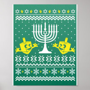 Ugly jul Hanukkah Sweater - Lycklig Hanukkah Poster