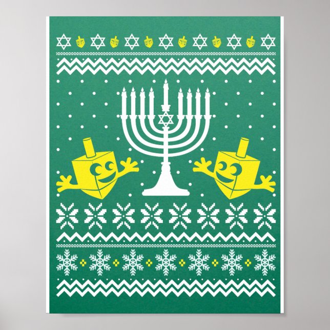 Ugly jul Hanukkah Sweater - Lycklig Hanukkah Poster (Framsidan)