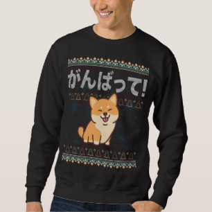 Ugly jul Kawaii Shiba Inu Japansk Hund J-Pop Lång Ärmad Tröja