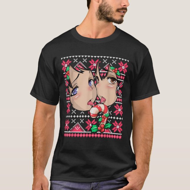 Ugly jul Otaku Ahegao Ecchi Etchi Lewd Henta T Shirt (Framsida)