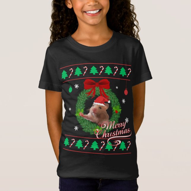 Ugly jul Sweater Hamster T Shirt (Framsida)