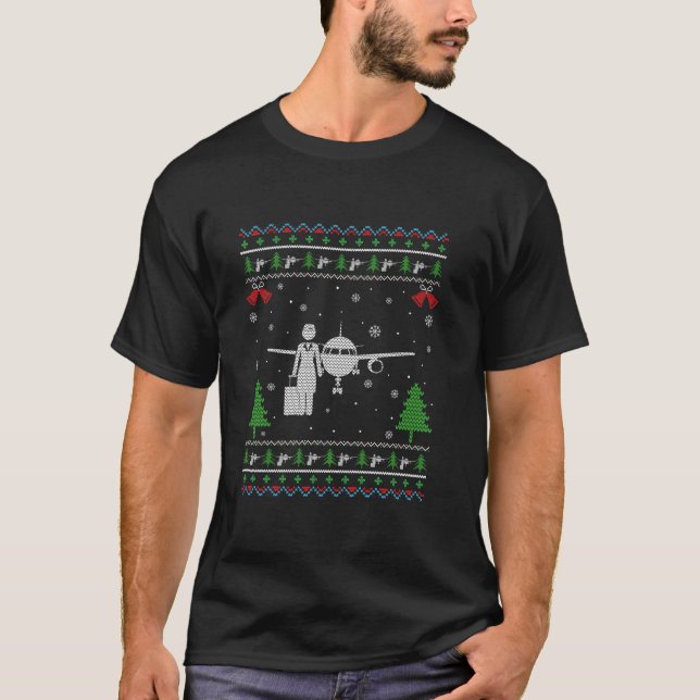 Ugly Julafton Design Flight Attendant Ugly jul S T Shirt (Framsida)
