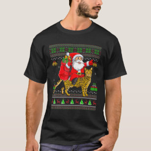 Ugly Julafton Funny Jultomten Riding Bengal Cat Ch T Shirt