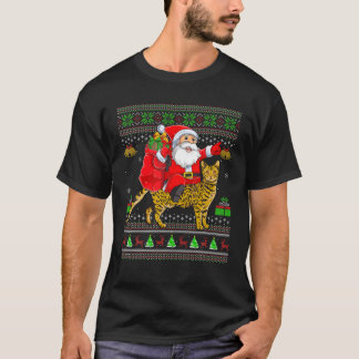Ugly Julafton Funny Jultomten Riding Bengal Cat Ch T Shirt