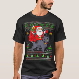 Ugly Julafton Jultomten Riding Russian Blue Cat Ch T Shirt