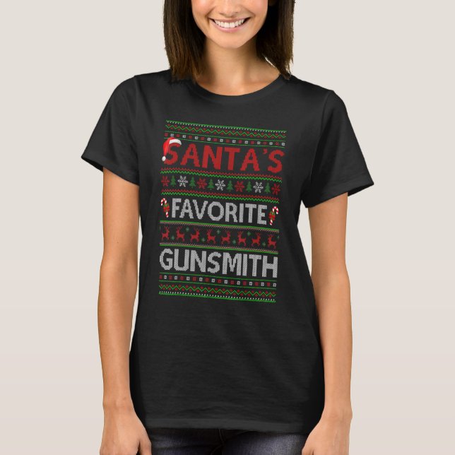 Ugly Julafton Lighting Santa's Favorite Gunsmith C T Shirt (Framsida)