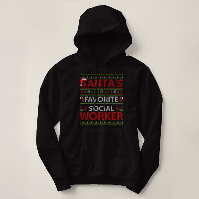 Ugly Julafton Lighting Santas Favorite Social Work T Shirt (Design framsida)