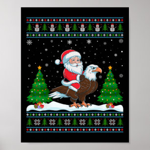 Ugly Julafton Lighting Träd Santa Riding Eagle Chr Poster