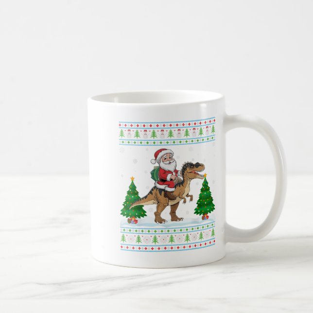 Ugly Julafton Lighting Träd Santa Riding Snosaurus Kaffemugg (Höger)