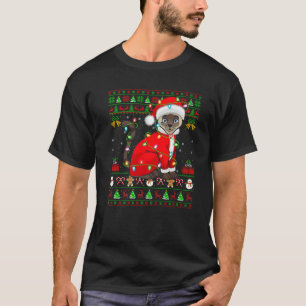 Ugly Julafton Ljus Santa Costume Siamese Cat Chris T Shirt