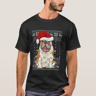 Ugly Julafton Ljus Santa Hat English Bulldog Chris T Shirt