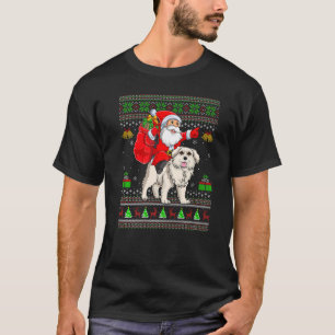 Ugly Julafton Santa Riding Underbar Pyrenees Hund  T Shirt