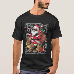 Ugly Julafton Stil Santa Riding Hare-jul T Shirt