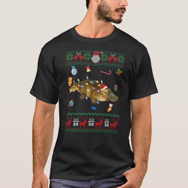 Ugly Julafton Sweater Animals Ljus julplatypu T Shirt (Framsida)
