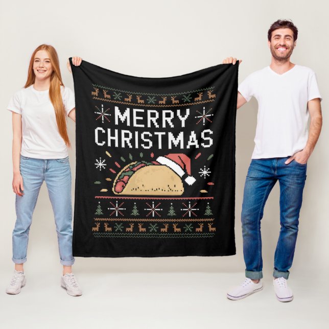 Ugly Julafton Sweater Ljus Santa Taco jul Fleecefilt (På plats)