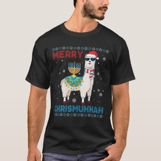 Ugly Julafton Sweater Merry Chrismukah Cute Llama  T Shirt