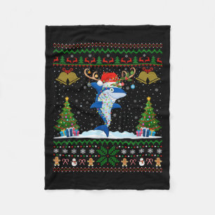 Ugly Julafton Sweater Reindeer Santa Hat Ljus Shar Fleecefilt