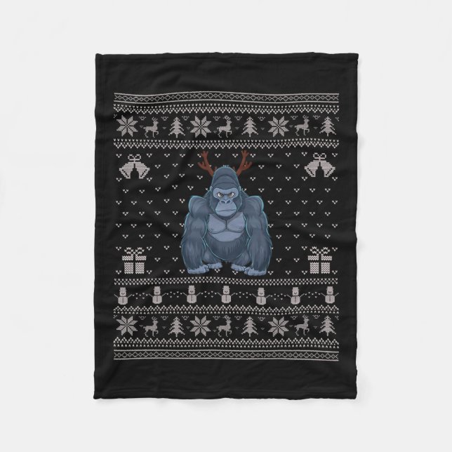 Ugly Julafton Sweater Stil Gorilla Reindeer jul Fleecefilt (Framsidan)