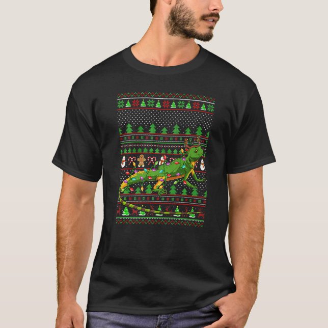 Ugly Julafton Sweater Stil Lighting Gecko Lizard C T Shirt (Framsida)