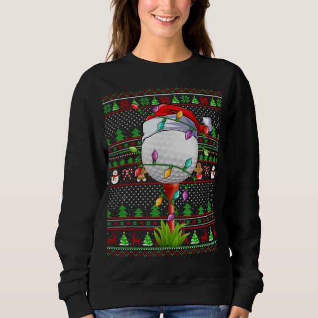 Ugly Julafton Sweater Stil Lighting Golf-jul T Shirt (Framsida)