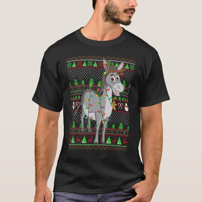 Ugly Julafton Sweater Stil Lighting Mule jul T Shirt (Framsida)