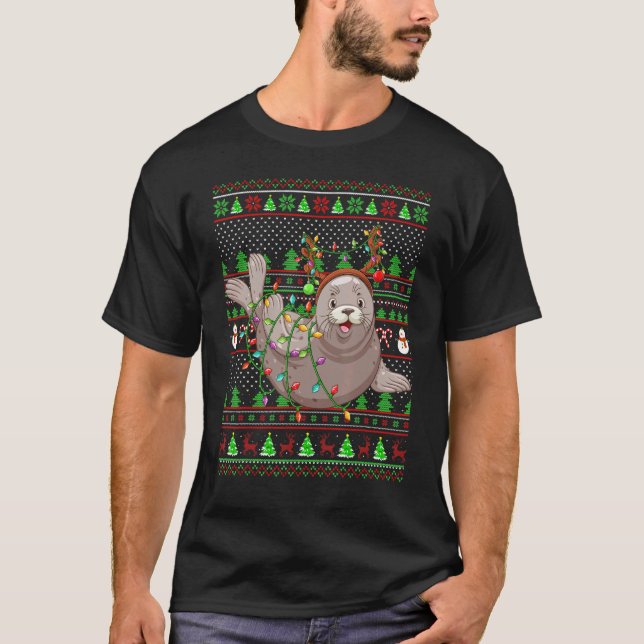 Ugly Julafton Sweater Stil Lighting Sälar jul T Shirt (Framsida)