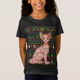 Ugly Julafton Sweater Stil Lighting Sphynx Cat Kri T Shirt