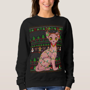 Ugly Julafton Sweater Stil Lighting Sphynx Cat Kri T Shirt