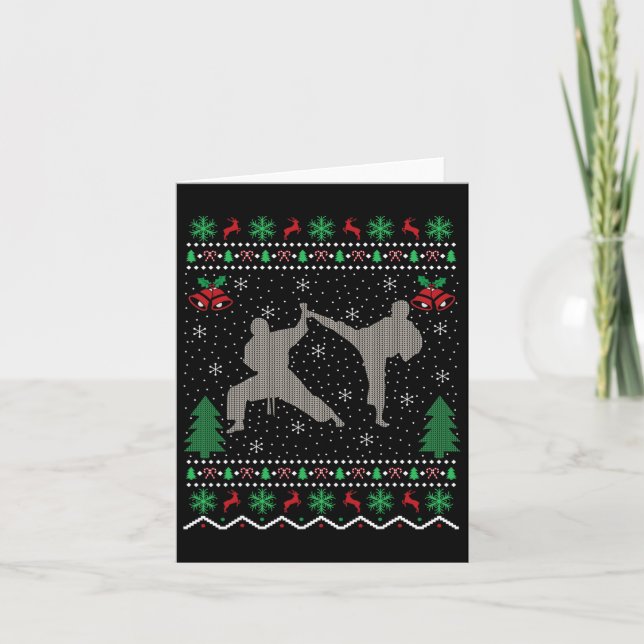 Ugly Julafton Sweater Stil Martial Arts Karate Kri Kort (Framsida)