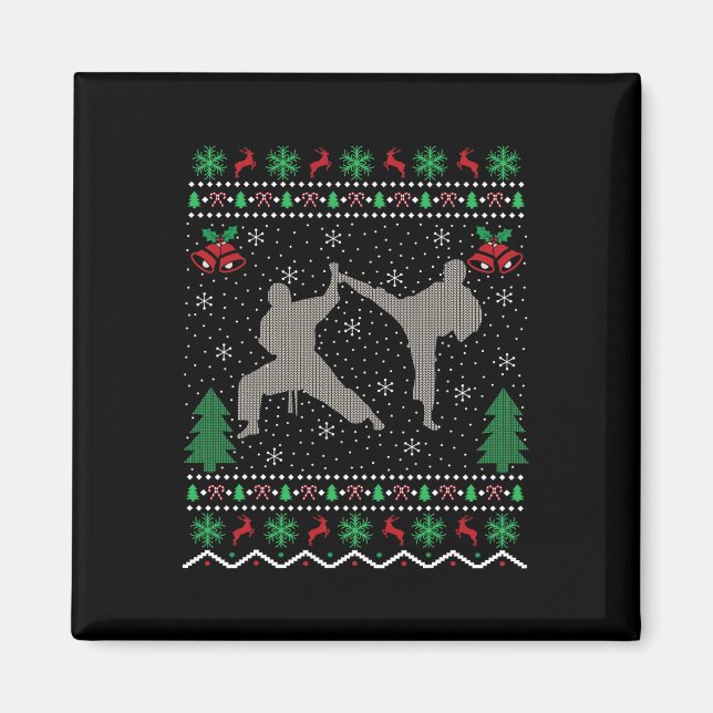 Ugly Julafton Sweater Stil Martial Arts Karate Kri Magnet (Framsidan)