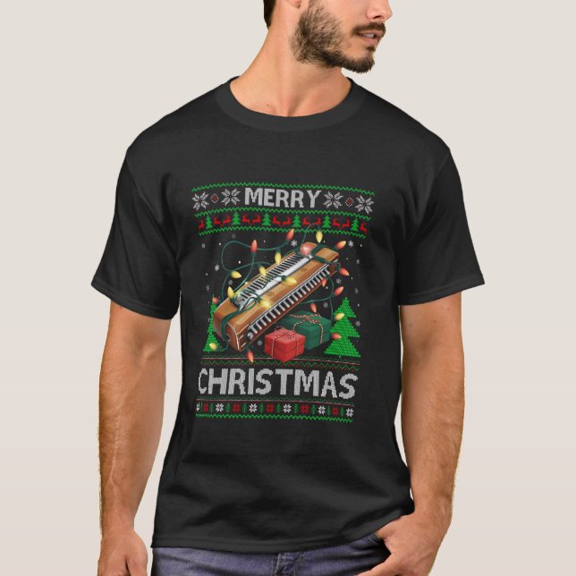 Ugly Julafton Sweater Stil Musical Harmonica Chris T Shirt (Framsida)