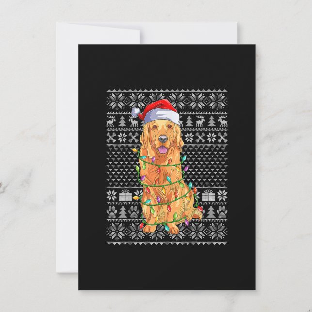 Ugly Julafton Sweater Stil Santa Golden Retriever  Inbjudningar (Framsida)