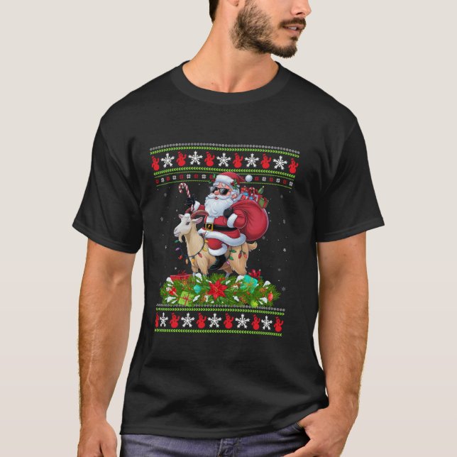 Ugly Julafton Sweater Stil Santa Riding Chamois Go T Shirt (Framsida)