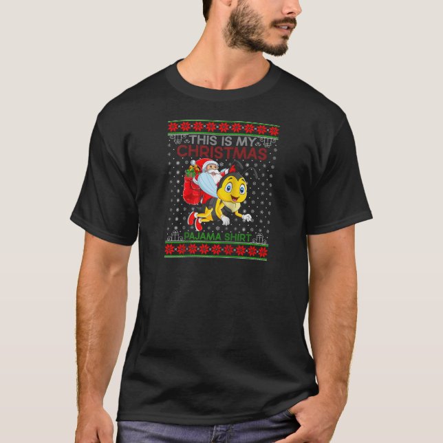 Ugly Julafton Sweater Stil Santa Riding Wasp Chris T Shirt (Framsida)