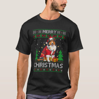 Ugly Julafton Sweater Stil Santa Rough Collie Hund T Shirt