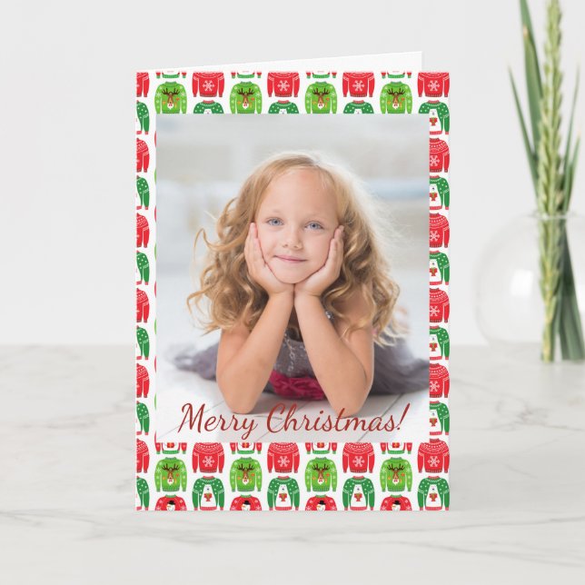 Ugly Julafton Sweaters Polar Bear Snögubbe Rudolf  Anteckningskort (Framsida)