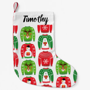 Ugly Julafton Sweaters Polar Bear Snögubbe Rudolf  Liten Julstrumpa