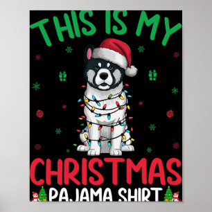 Ugly Julafton Träd Ljus Santa Akita Hund Pa Poster