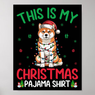 Ugly Julafton Träd Ljus Santa Akita Inu Hund Chris Poster