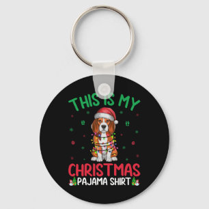 Ugly Julafton Träd Ljus Santa Beagle Hund jul P Nyckelring