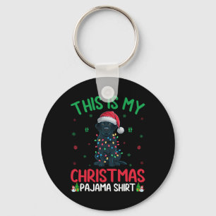 Ugly Julafton Träd Ljus Santa Black Labrador Hund Nyckelring