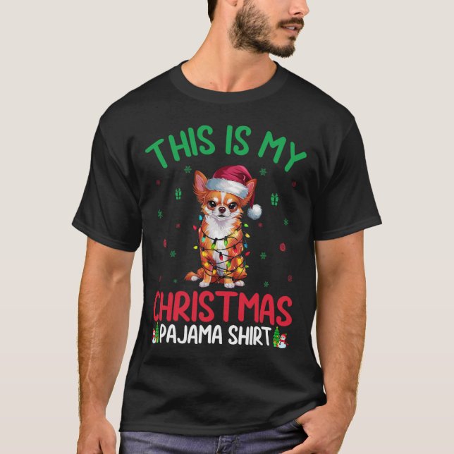 Ugly Julafton Träd Ljus Santa Chow Chow Hund Chris T Shirt (Framsida)