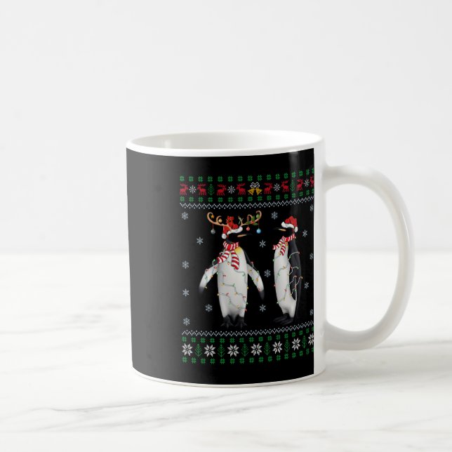 Ugly Julafton Träd Ljus Santa Hat Penguin Bird Chr Kaffemugg (Höger)