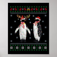 Ugly Julafton Träd Ljus Santa Hat Penguin Bird Chr
