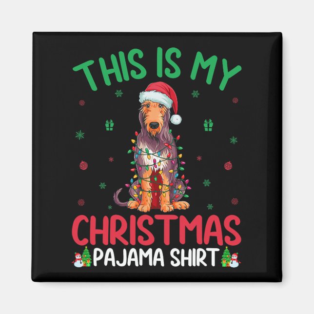 Ugly Julafton Träd Santa Irish Wolfhound Hund jul  Magnet (Framsidan)